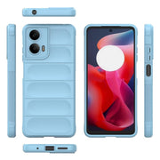 For Motorola Moto G24 4G Global Magic Shield TPU + Flannel Phone Case(Light Blue)