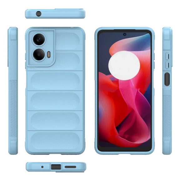 For Motorola Moto G24 4G Global Magic Shield TPU + Flannel Phone Case(Light Blue)