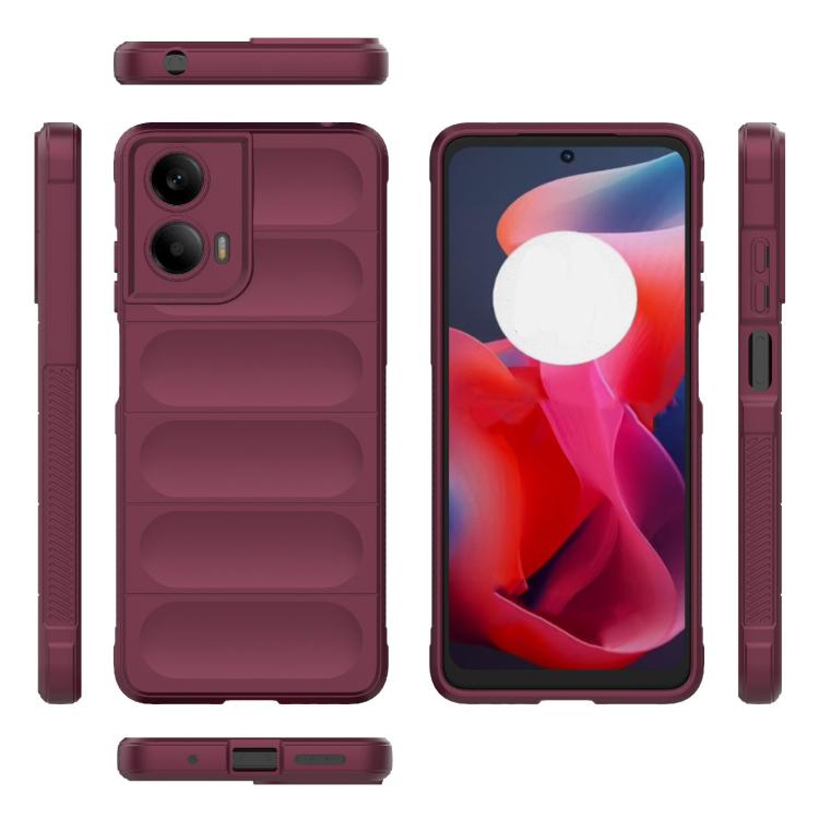 For Motorola Moto G24 4G Global Magic Shield TPU + Flannel Phone Case(Wine Red)