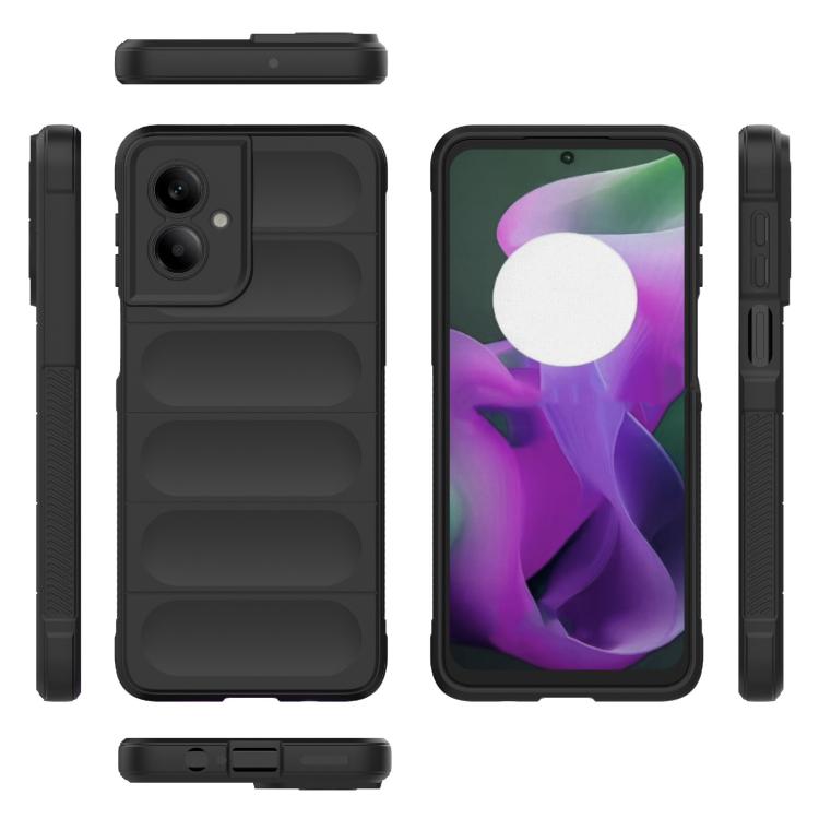For Motorola Moto G55 5G Global Magic Shield TPU + Flannel Phone Case(Black)