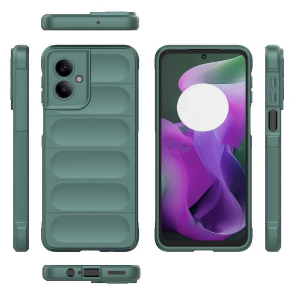 For Motorola Moto G55 5G Global Magic Shield TPU + Flannel Phone Case(Dark Green)