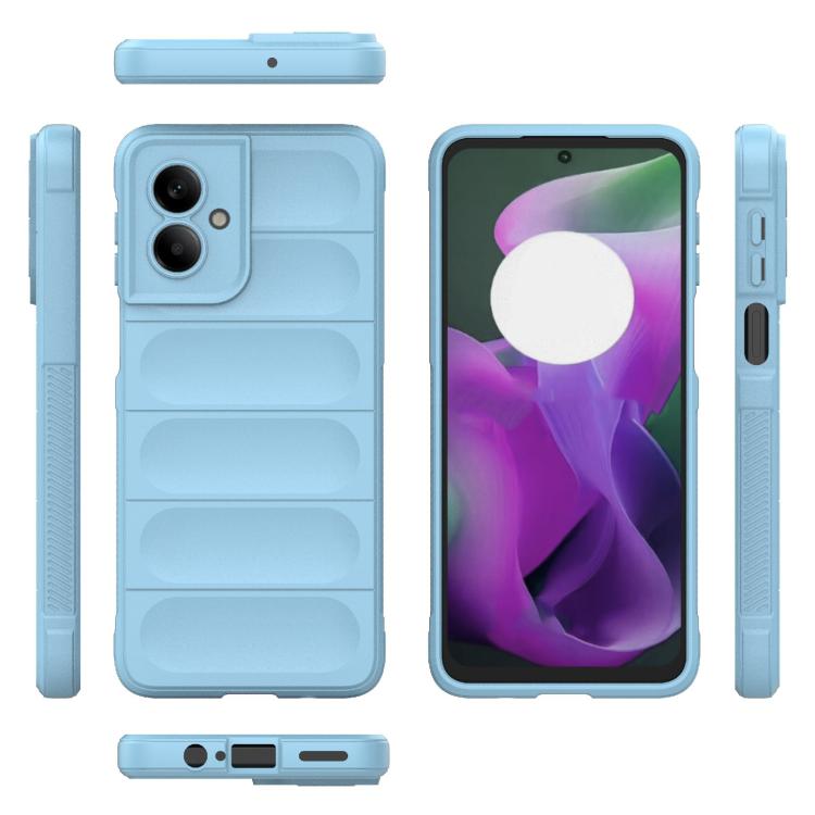 For Motorola Moto G55 5G Global Magic Shield TPU + Flannel Phone Case(Light Blue)