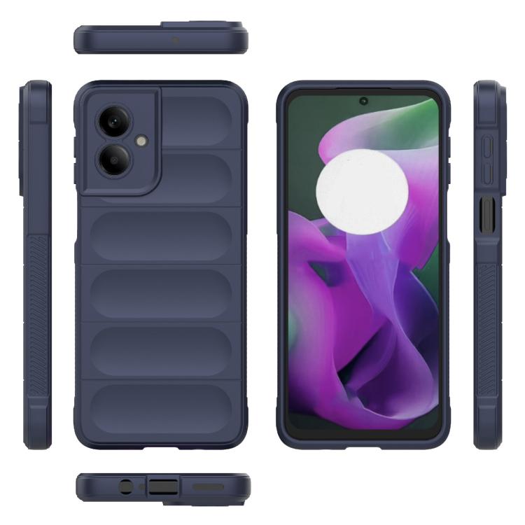 For Motorola Moto G55 5G Global Magic Shield TPU + Flannel Phone Case(Dark Blue)