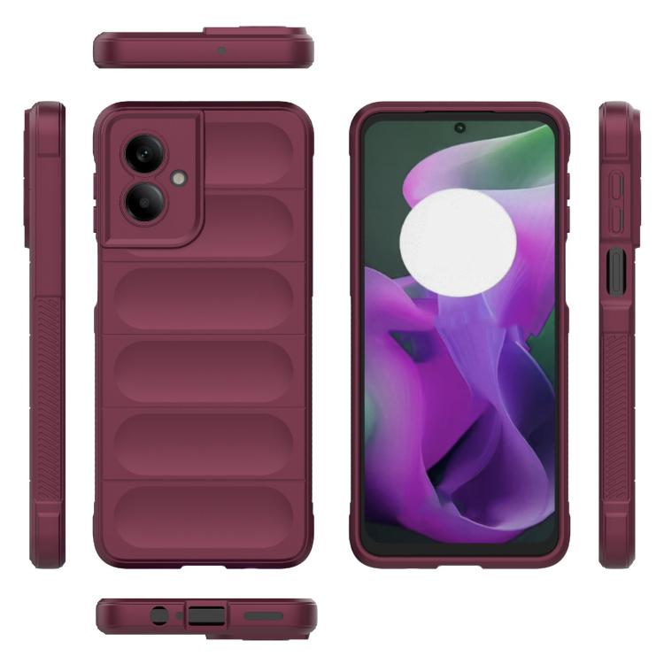 For Motorola Moto G55 5G Global Magic Shield TPU + Flannel Phone Case(Wine Red)