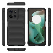 For Motorola Moto G75 5G Global Magic Shield TPU + Flannel Phone Case(Black)