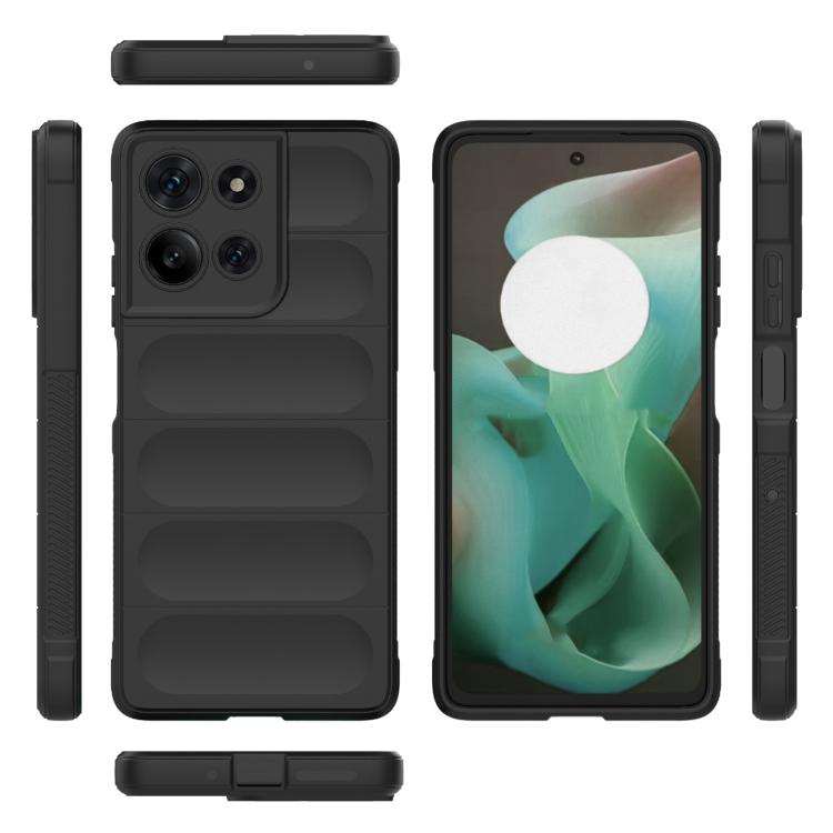 For Motorola Moto G75 5G Global Magic Shield TPU + Flannel Phone Case(Black)