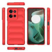 For Motorola Moto G75 5G Global Magic Shield TPU + Flannel Phone Case(Red)