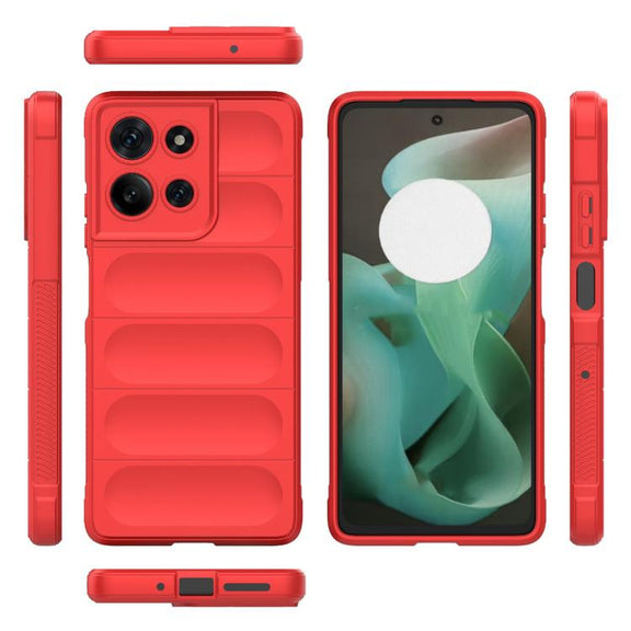 For Motorola Moto G75 5G Global Magic Shield TPU + Flannel Phone Case(Red)