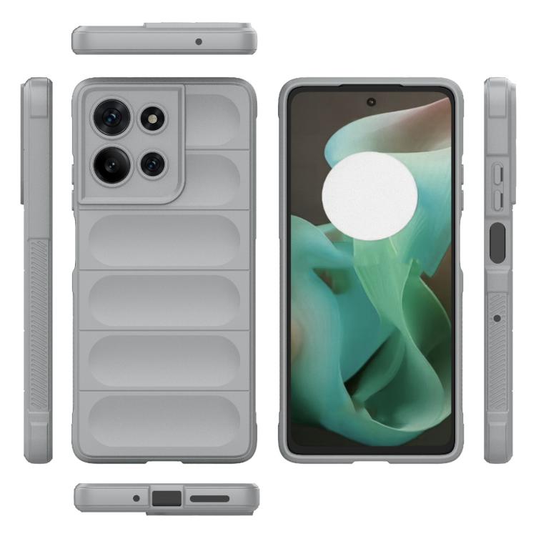 For Motorola Moto G75 5G Global Magic Shield TPU + Flannel Phone Case(Grey)