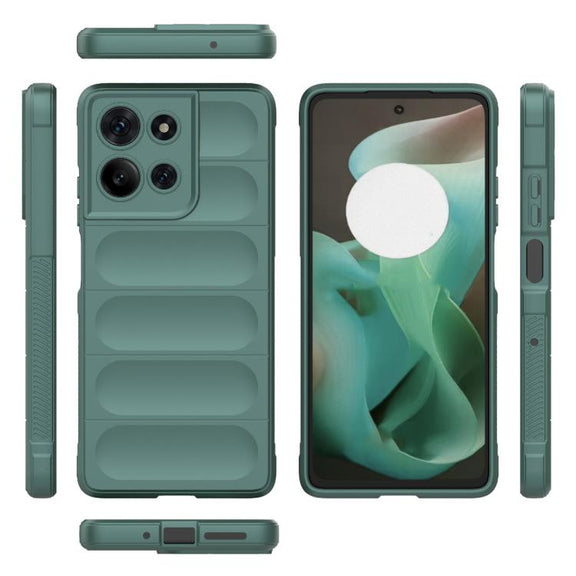 For Motorola Moto G75 5G Global Magic Shield TPU + Flannel Phone Case(Dark Green)