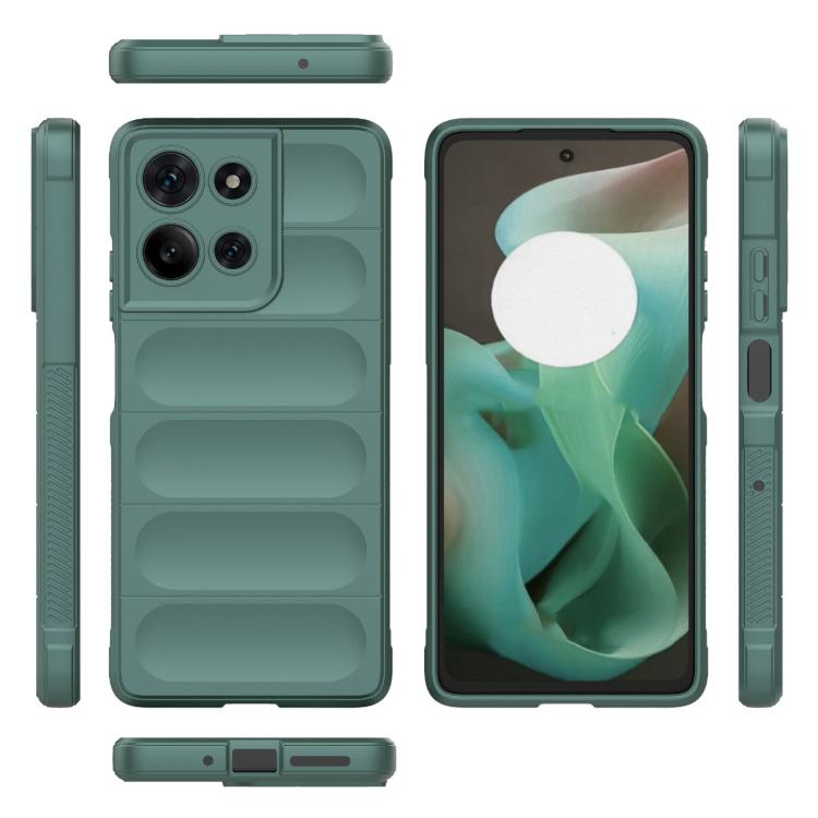 For Motorola Moto G75 5G Global Magic Shield TPU + Flannel Phone Case(Dark Green)