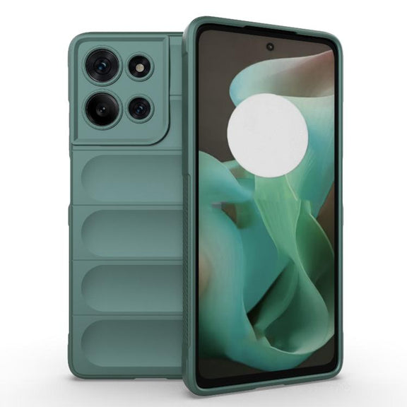 For Motorola Moto G75 5G Global Magic Shield TPU + Flannel Phone Case(Dark Green)