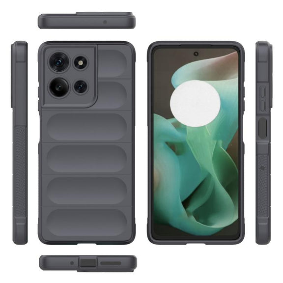For Motorola Moto G75 5G Global Magic Shield TPU + Flannel Phone Case(Dark Grey)