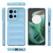 For Motorola Moto G75 5G Global Magic Shield TPU + Flannel Phone Case(Light Blue)