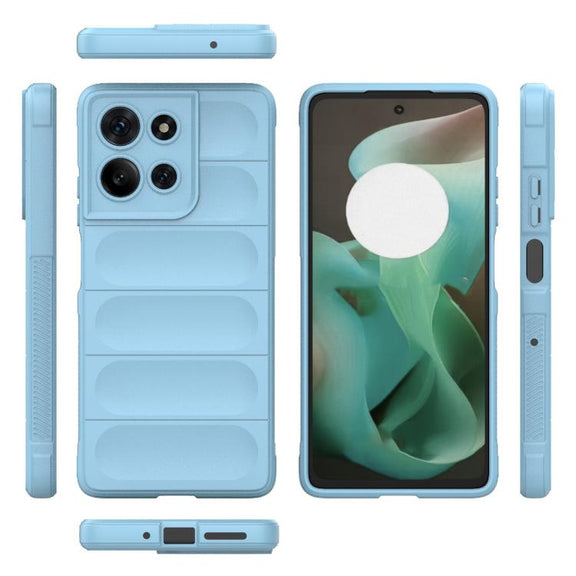 For Motorola Moto G75 5G Global Magic Shield TPU + Flannel Phone Case(Light Blue)