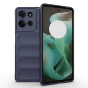 For Motorola Moto G75 5G Global Magic Shield TPU + Flannel Phone Case(Dark Blue)