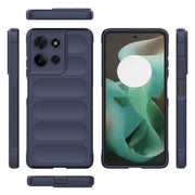 For Motorola Moto G75 5G Global Magic Shield TPU + Flannel Phone Case(Dark Blue)