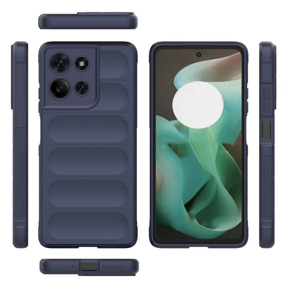 For Motorola Moto G75 5G Global Magic Shield TPU + Flannel Phone Case(Dark Blue)