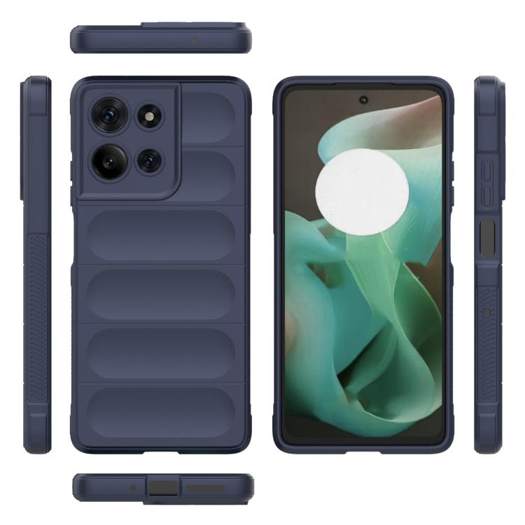 For Motorola Moto G75 5G Global Magic Shield TPU + Flannel Phone Case(Dark Blue)