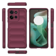 For Motorola Moto G75 5G Global Magic Shield TPU + Flannel Phone Case(Wine Red)
