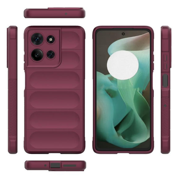 For Motorola Moto G75 5G Global Magic Shield TPU + Flannel Phone Case(Wine Red)