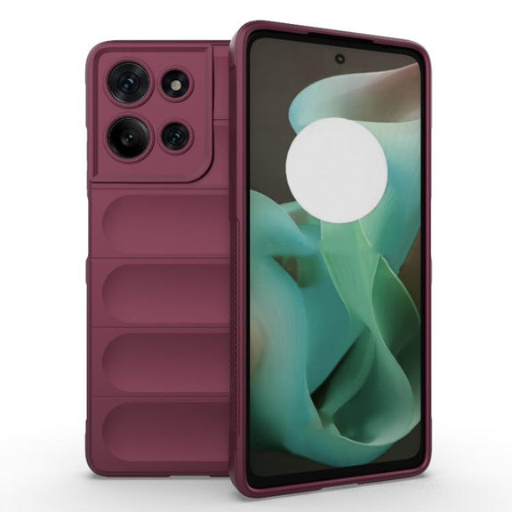 For Motorola Moto G75 5G Global Magic Shield TPU + Flannel Phone Case(Wine Red)