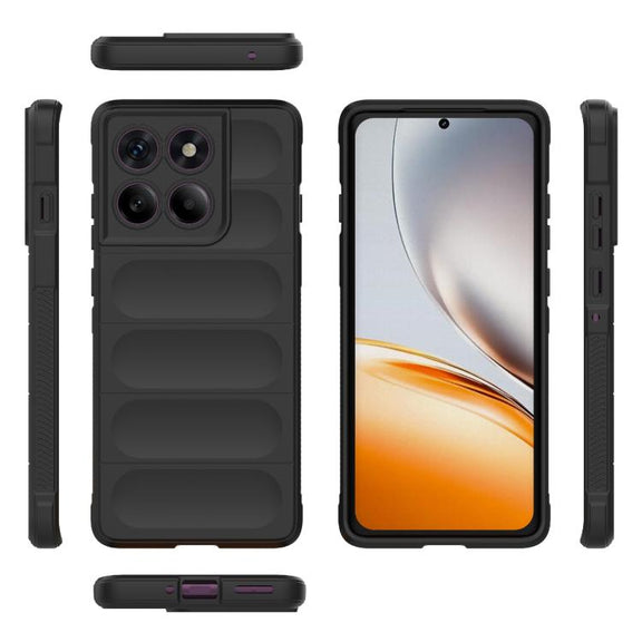 For Motorola Edge 60 Pro 5G Magic Shield TPU + Flannel Phone Case(Black)