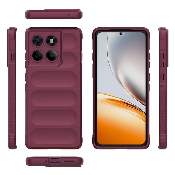 For Motorola Edge 60 Pro 5G Magic Shield TPU + Flannel Phone Case(Wine Red)