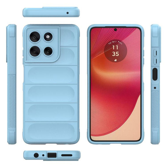 For Motorola Moto G56 5G Magic Shield TPU + Flannel Phone Case(Light Blue)