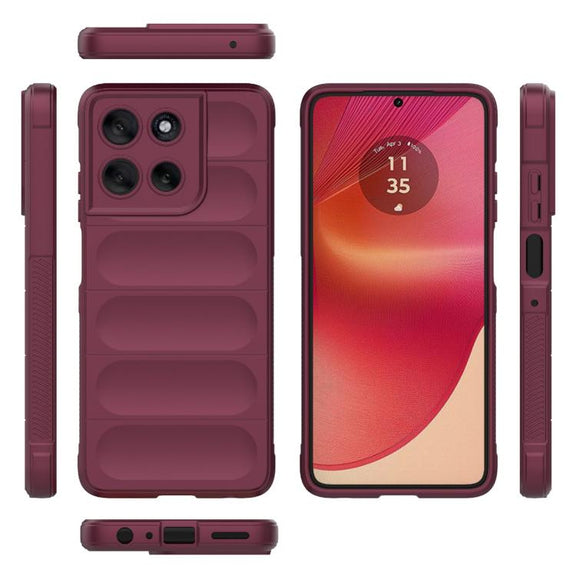 For Motorola Moto G56 5G Magic Shield TPU + Flannel Phone Case(Wine Red)