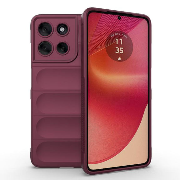 For Motorola Moto G56 5G Magic Shield TPU + Flannel Phone Case(Wine Red)
