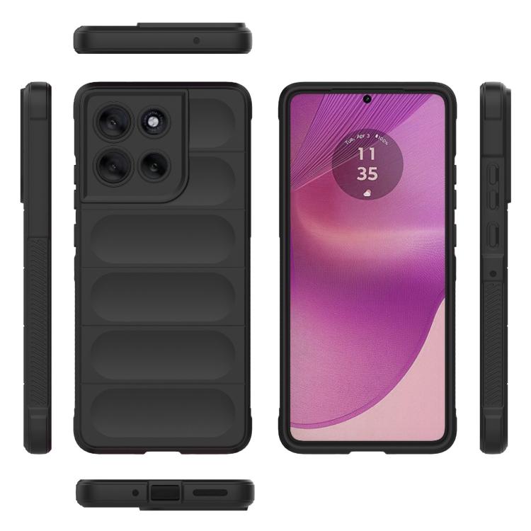For Motorola Moto G86 5G Magic Shield TPU + Flannel Phone Case(Black)