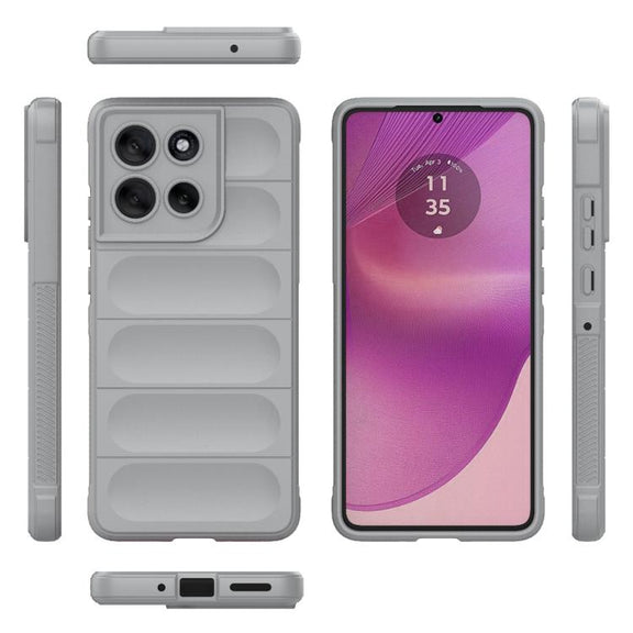 For Motorola Moto G86 5G Magic Shield TPU + Flannel Phone Case(Grey)