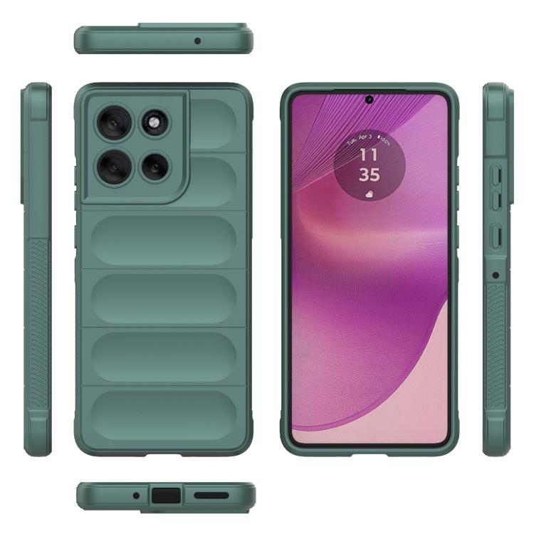 For Motorola Moto G86 5G Magic Shield TPU + Flannel Phone Case(Dark Green)