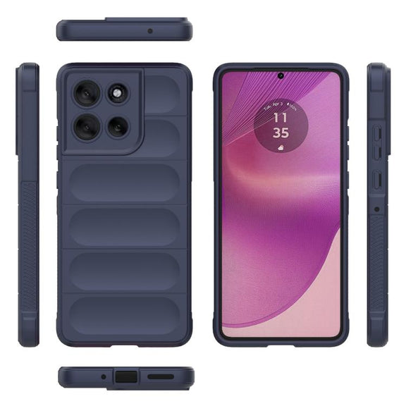 For Motorola Moto G86 5G Magic Shield TPU + Flannel Phone Case(Dark Blue)