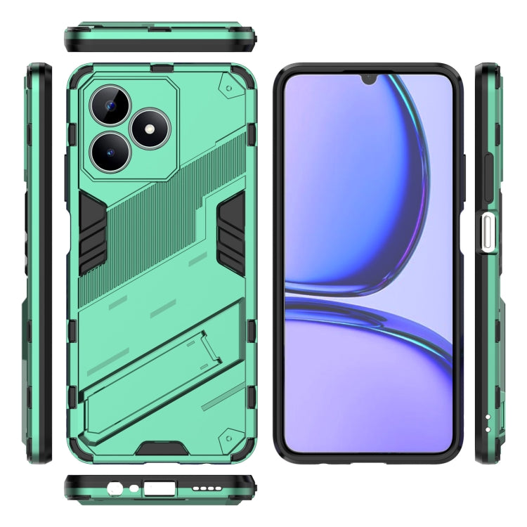 For Realme C53 4G Punk Armor 2 in 1 PC + TPU Phone Case with Holder(Green) - Realme Cases by PMC TechLife | Online Shopping South Africa | PMC TechLife | Buy Now Pay Later Mobicred