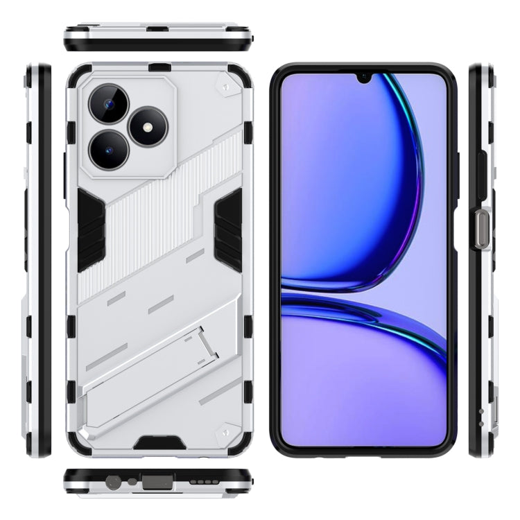 For Realme C53 4G Punk Armor 2 in 1 PC + TPU Phone Case with Holder(White) - Realme Cases by PMC TechLife | Online Shopping South Africa | PMC TechLife | Buy Now Pay Later Mobicred