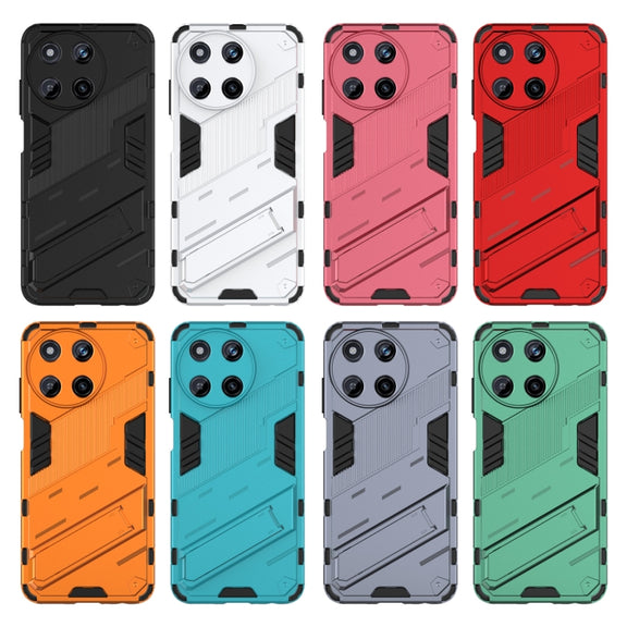 For Realme 11 4G Global Punk Armor 2 in 1 PC + TPU Phone Case with Holder(Red)