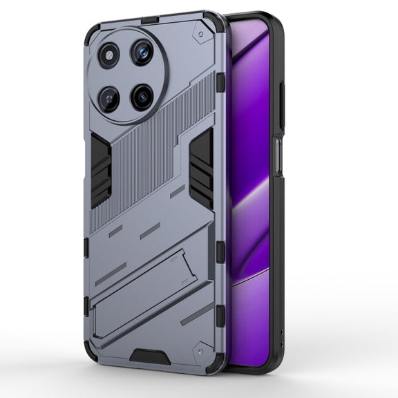 For Realme 11 4G Global Punk Armor 2 in 1 PC + TPU Phone Case with Holder(Grey)