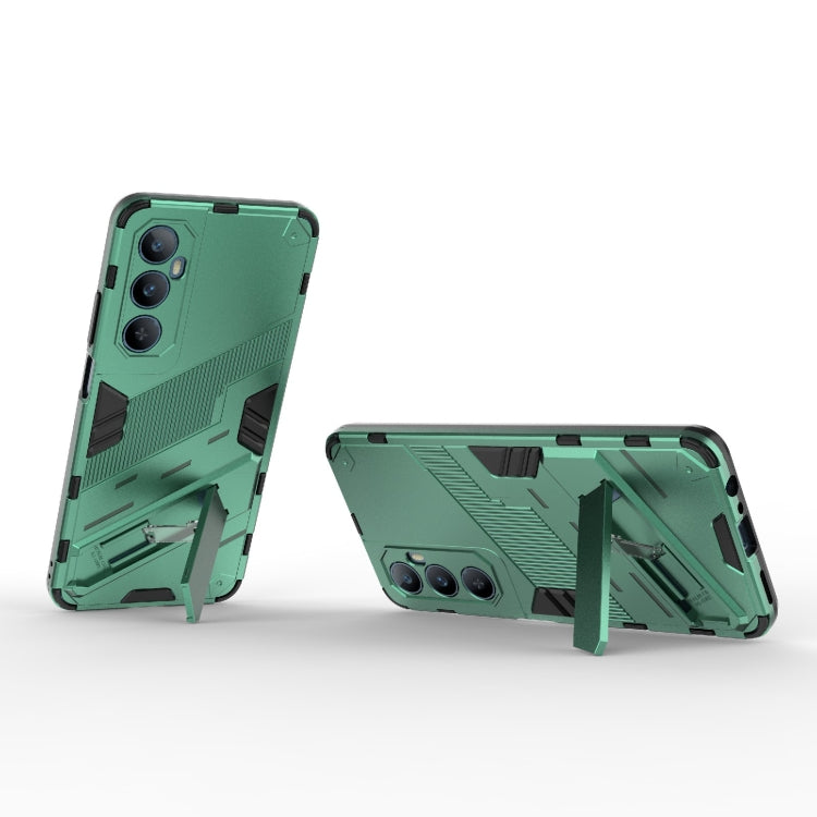 For Realme C65 4G Global Punk Armor 2 in 1 PC + TPU Phone Case with Holder(Green) - Realme Cases by PMC TechLife | Online Shopping South Africa | PMC TechLife | Buy Now Pay Later Mobicred