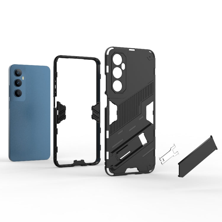 For Realme C65 4G Global Punk Armor 2 in 1 PC + TPU Phone Case with Holder(White) - Realme Cases by PMC TechLife | Online Shopping South Africa | PMC TechLife | Buy Now Pay Later Mobicred