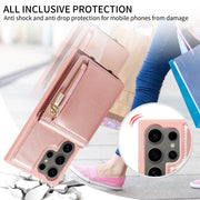 For Samsung Galaxy S24 Ultra 5G Crossbody Lanyard Zipper Wallet Leather Phone Case(Rose Gold)