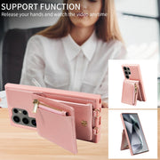For Samsung Galaxy S24 Ultra 5G Crossbody Lanyard Zipper Wallet Leather Phone Case(Rose Gold)