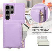 For Samsung Galaxy S24 Ultra 5G Crossbody Lanyard Zipper Wallet Leather Phone Case(Purple)