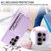 For Samsung Galaxy S24 Ultra 5G Crossbody Lanyard Zipper Wallet Leather Phone Case(Purple)