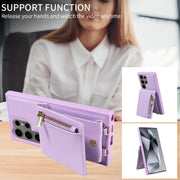For Samsung Galaxy S24 Ultra 5G Crossbody Lanyard Zipper Wallet Leather Phone Case(Purple)
