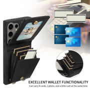 For Samsung Galaxy S24 Ultra 5G Crossbody Lanyard Zipper Wallet Leather Phone Case(Black)