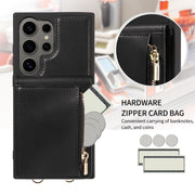 For Samsung Galaxy S24 Ultra 5G Crossbody Lanyard Zipper Wallet Leather Phone Case(Black)