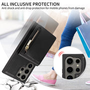 For Samsung Galaxy S24 Ultra 5G Crossbody Lanyard Zipper Wallet Leather Phone Case(Black)