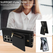 For Samsung Galaxy S24 Ultra 5G Crossbody Lanyard Zipper Wallet Leather Phone Case(Black)